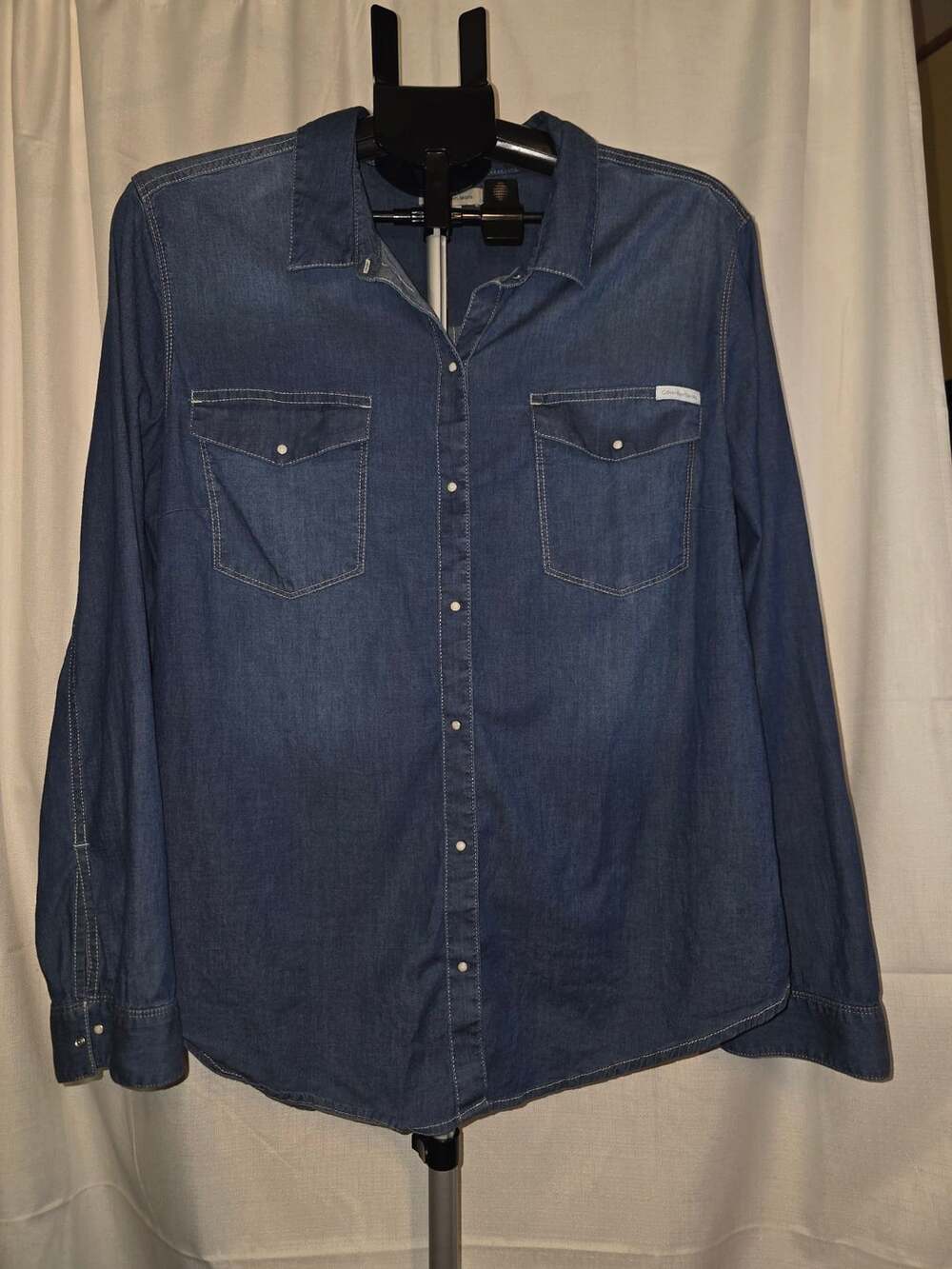 Calvin Klein Jeans Denim Shirt Women's Long Sleeve Snap Button 2xl